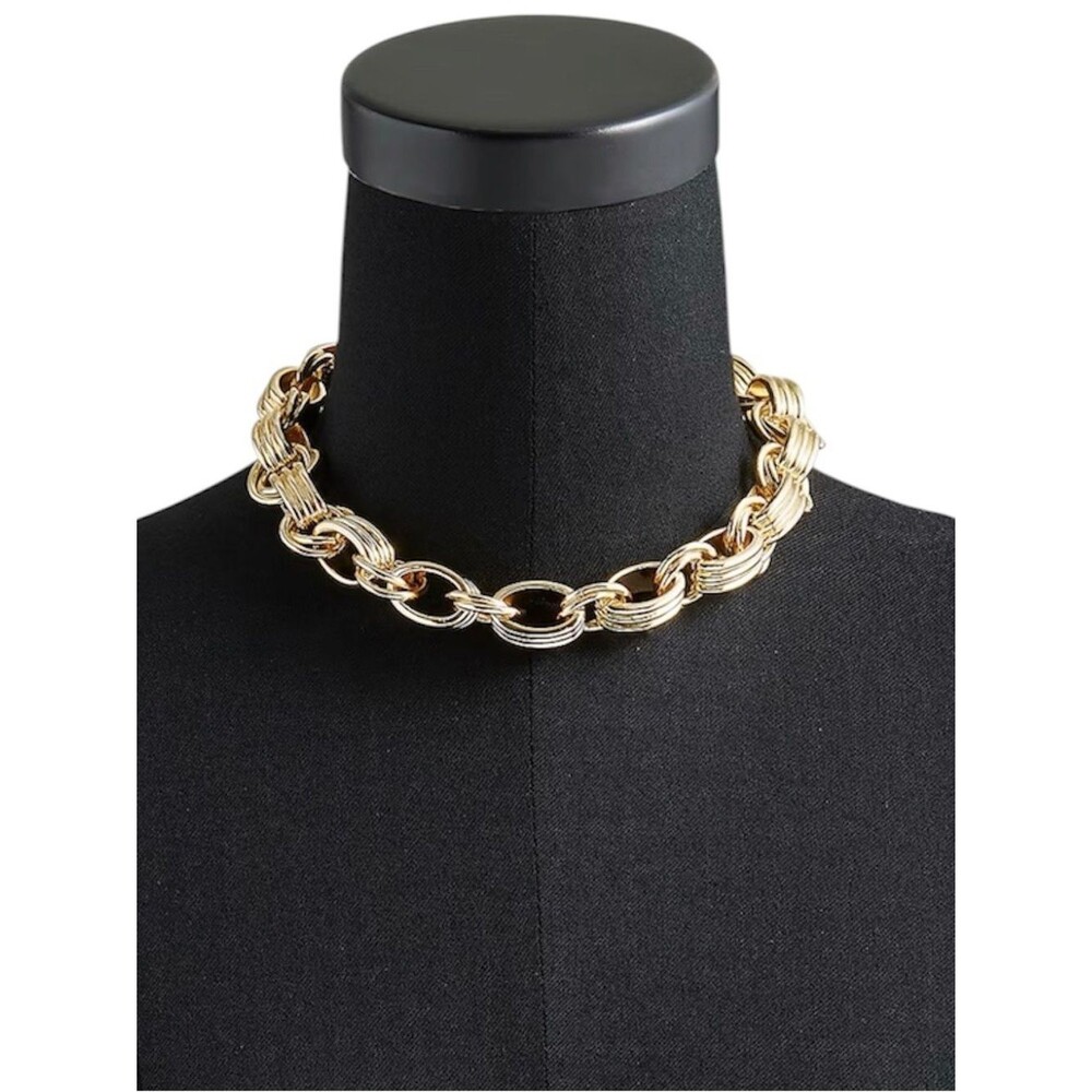 NWT J. Crew Textured Links Necklace Gold Statement Chunky
